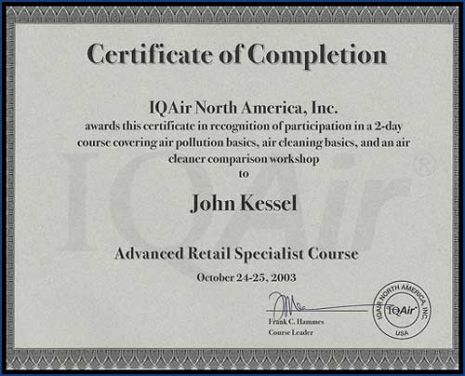 IQAir North America Certification